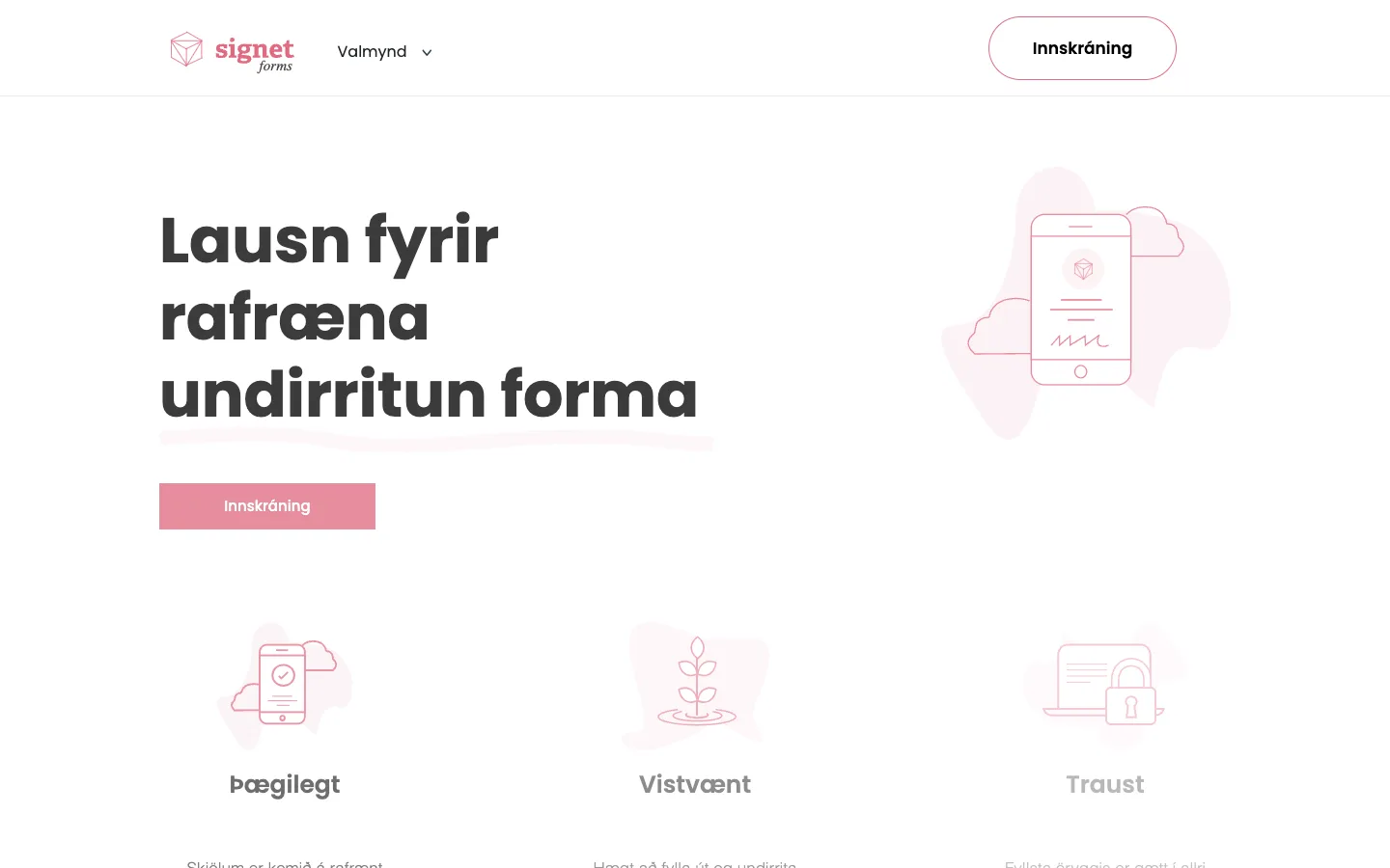 Signet Forms website for electronic form signing.