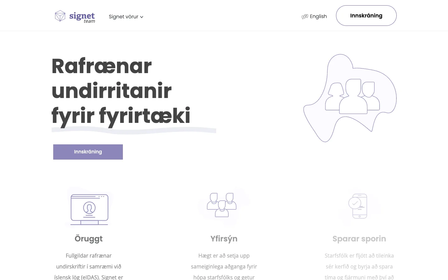 Signet Team website for shared company signing workflows.