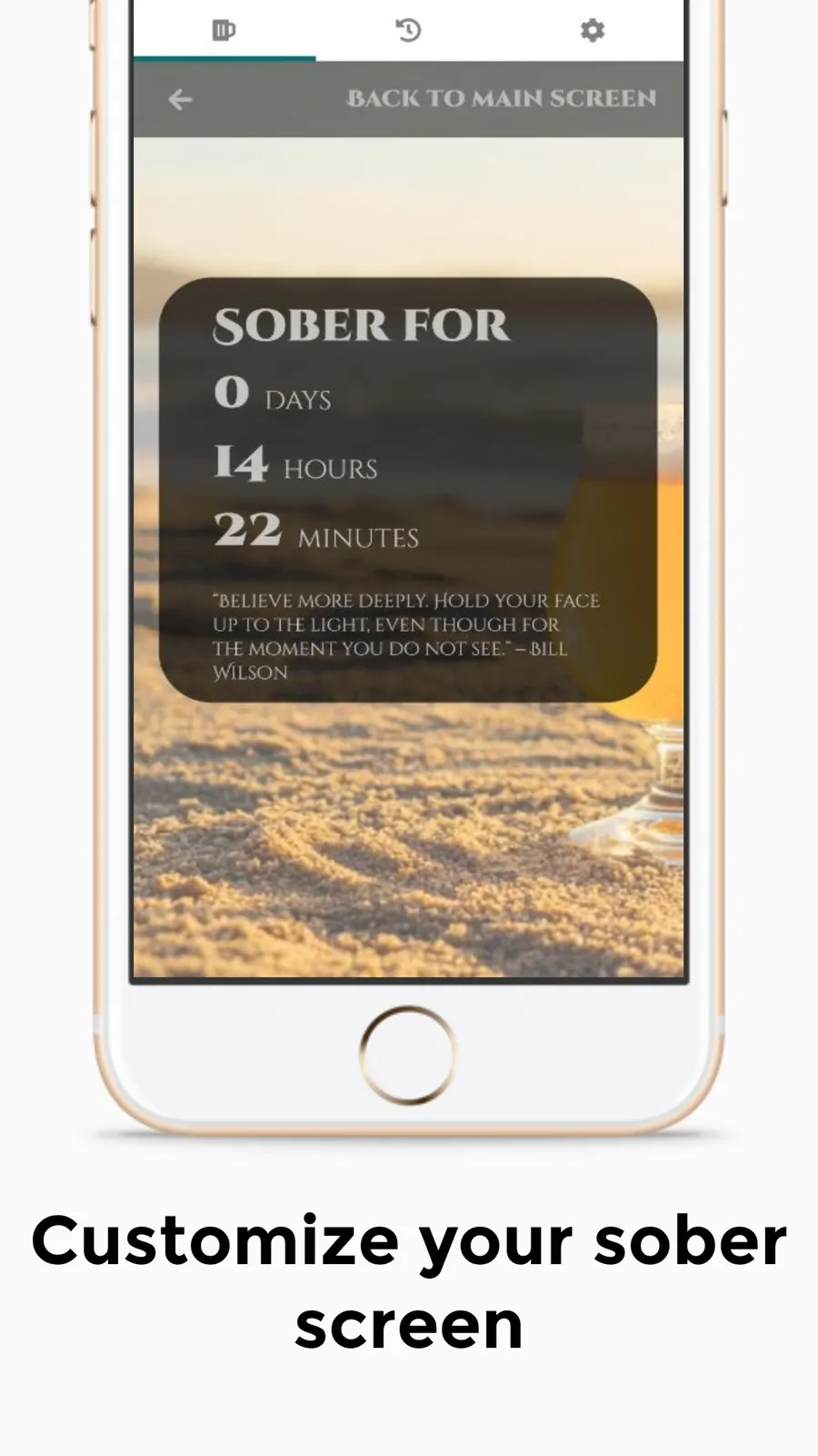 The Alcofy countdown screen showing hours and minutes remaining.