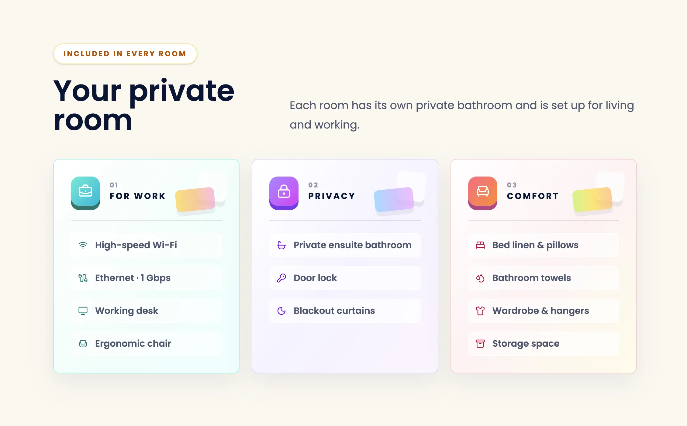 Blue Paradise coliving website section